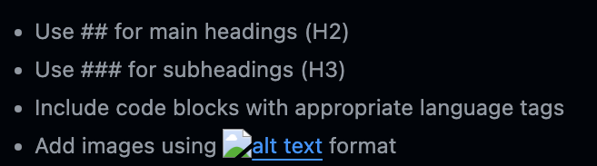 Screenshot of Post Content notes